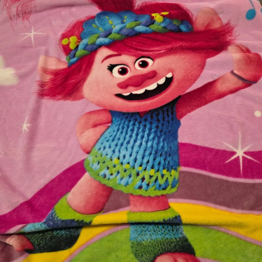 DreamWorks Trolls Poppy Crossbody Purse & Throw Blanket Pink Sequin Rainbow